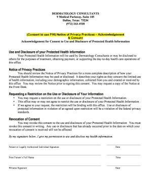 Fillable Online Consent To Use PHI 1 Fax Email Print PdfFiller