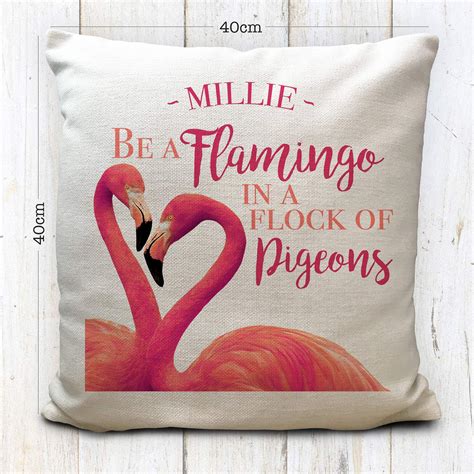 Personalised Flamingo Cushion Pillow Cover Girls Bedroom Pink Accessory Birthday And Christmas