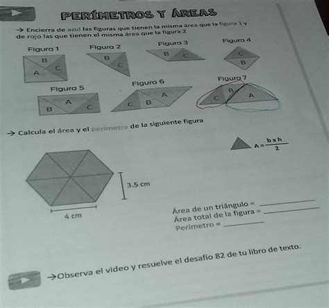 PERÍMETROS Y ÁREAS Encierra de azul las figuras que tienen la misma