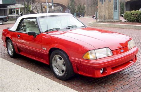 Bright Red 1991 Ford Mustang Gt Convertible Photo