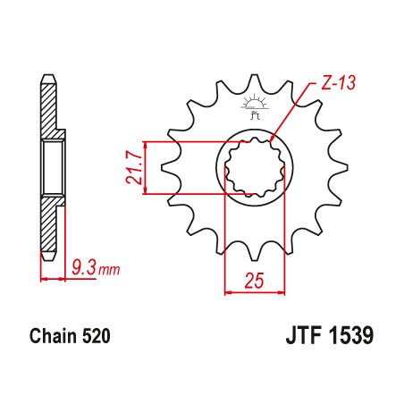 Pignon Moto Acier 14 Dents PAS 520 JT Sprockets JTF1539 14