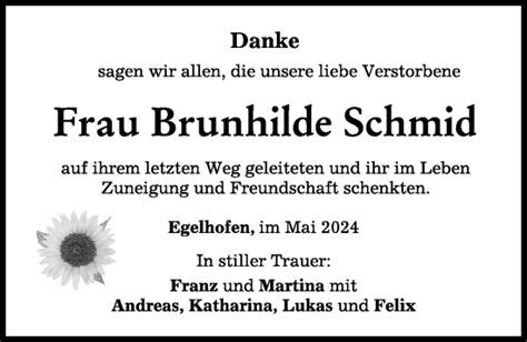 Traueranzeigen Von Brunhilde Schmid Augsburger Allgemeine Zeitung