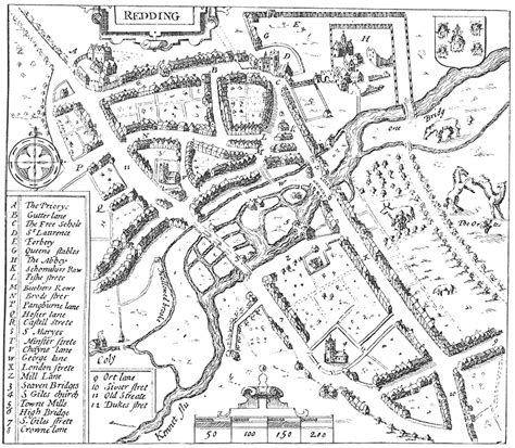 Berkshire History: Maps: John Speed's Map of Reading 1610