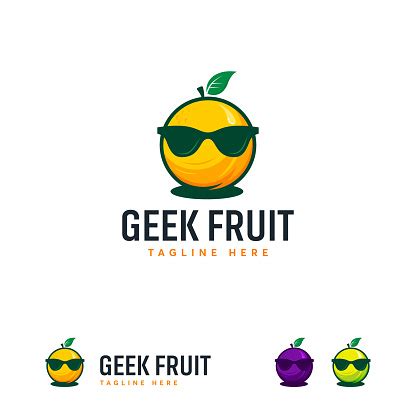 Ilustración de Cool Geek Fruit Diseña Vector Símbolo De Mascota De Fruta Naranja y más Vectores ...