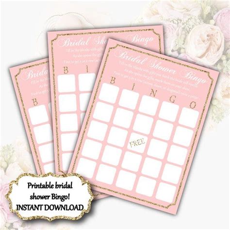 Pink Bridal Shower Game Printable Bridal Shower Bingo Bridal Bingo Card ...