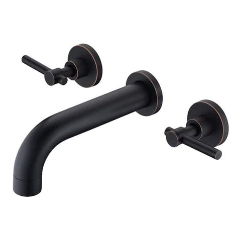 Sumerain Contemporary Double Handle Wall Mount Roman Tub Faucet With Valve In Oil Rubbed Bronze