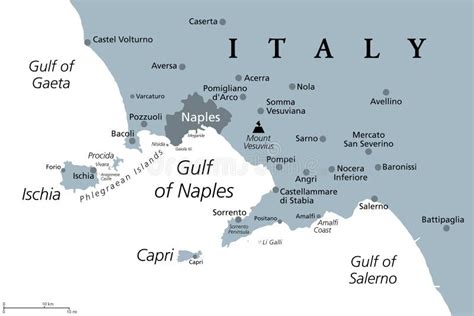 Golfo De Naples Ischia Capri E Monte Vesuvius Mapa Político Itália