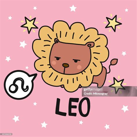 Leo Horoscope Cartoon Vector Illustration Doodle Style High Res Vector