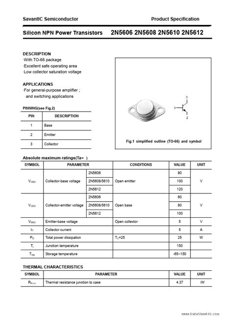 2n5612 Datasheet Savantic