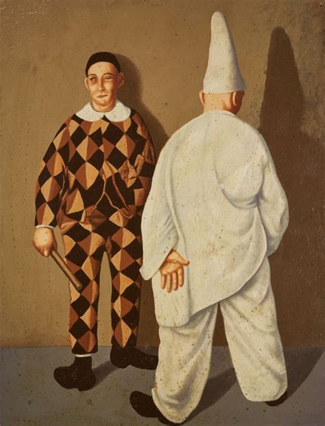 Antonio Donghi ARLECCHINO E PULCINELLA CARNEVALE Circa 1923