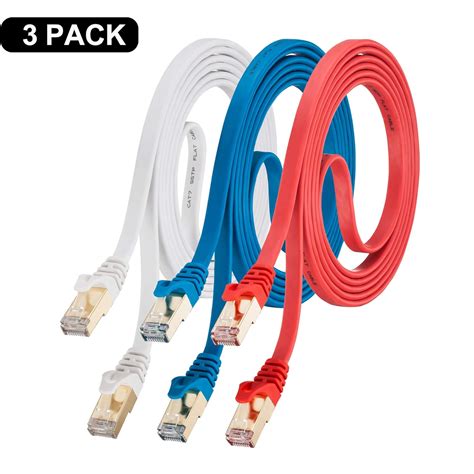 Cat 7 Ethernet Cable 10 Ft 3pack Snanshi Cat7 Flat Ethernet Patch Cables Rj45