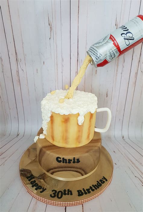 2 Tier Anti Gravity Cake Happy 30th Birthday Birthday Cakes Birthday Parties Beer Mug Cake