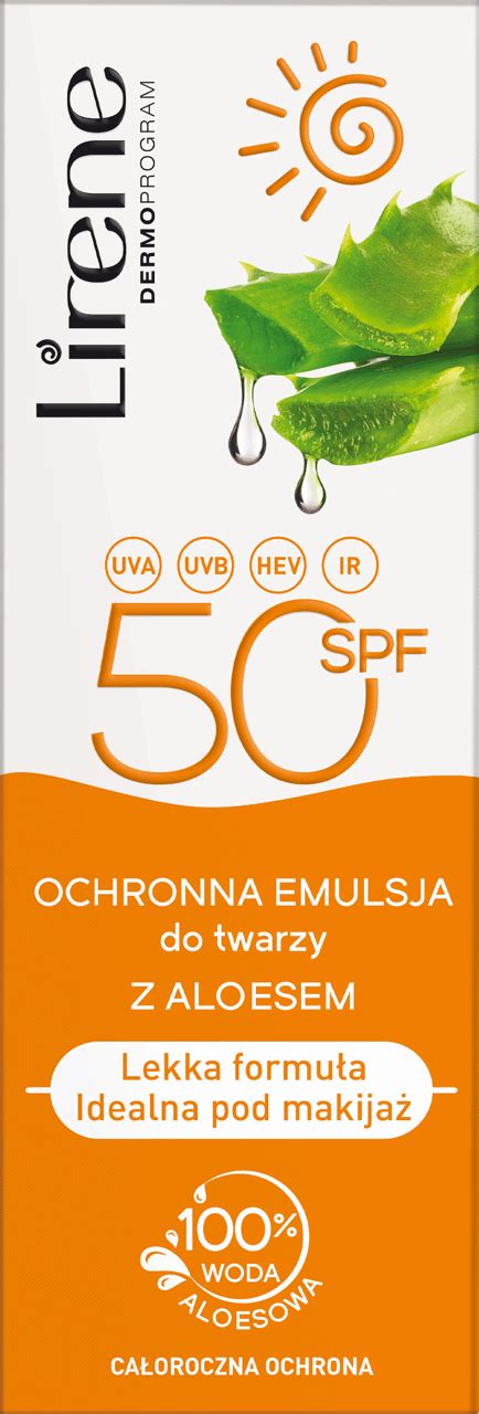 LIRENE Ochronna Emulsja Do Twarzy Z Aloesem SPF 50 50 Ml Drogeria