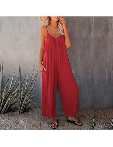 Pantal N Jumpsuit Pierna Ancha Holgado De Tirantes Para Mujer Lhesh