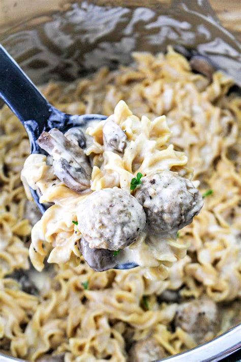 Meatball Stroganoff In Instant Pot Or Stovetop In Dutch Oven