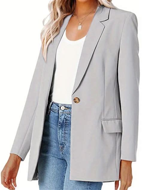 Solid Lapel Long Sleeve Office Blazer Jacket Casual Formal Temu