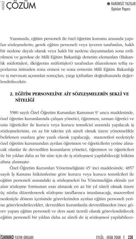 ÖZEL Ö RET M KURUMLARINDA GÖREV YAPAN E T M PERSONEL NE A T PDF