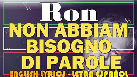 NON ABBIAM BISOGNO DI PAROLE Ron 1992 Letra Español English Lyrics