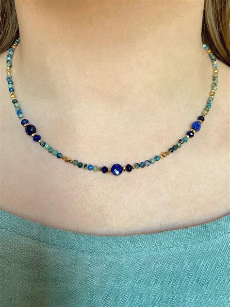 Collier Fin Pierre Naturelle Multicolore Collier Dor Lapis Lazuli