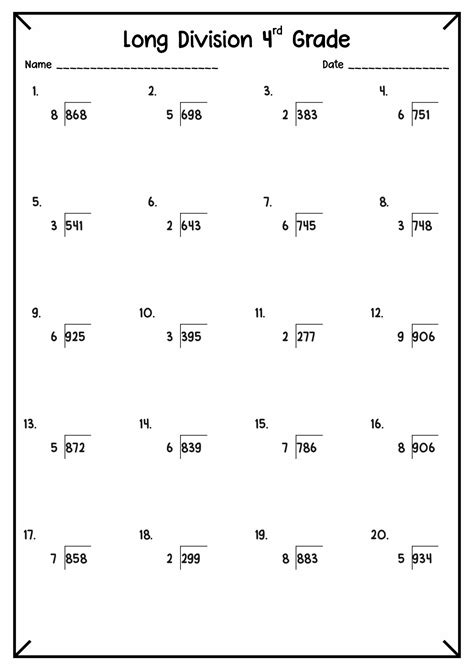 12 Long Division With Remainders Worksheets 4th Grade Long Division Worksheets Long Division