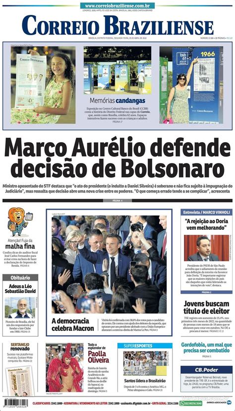 Capa Correio Braziliense Quinta 25 De Abril De 2019