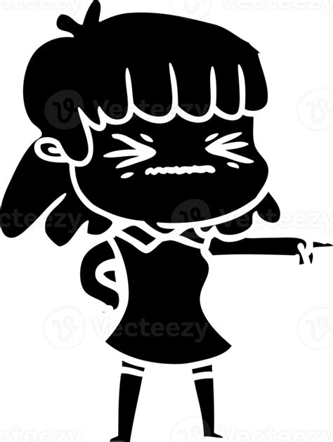 Cartoon Woman Solid Black Icon 45468815 Png