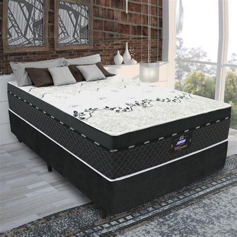 Cama Box Casal Colch O Molas Ensacadas Gazin X Cm Branco Preto