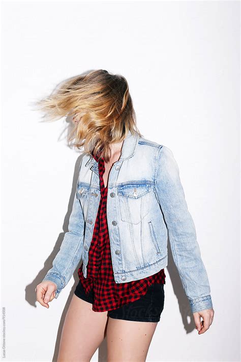Blonde Woman Shaking Her Hair By Stocksy Contributor Lucas Ottone Stocksy