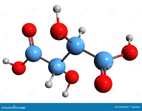 3d Image Of Tartaric Acid Skeletal Formula Stock Illustration
