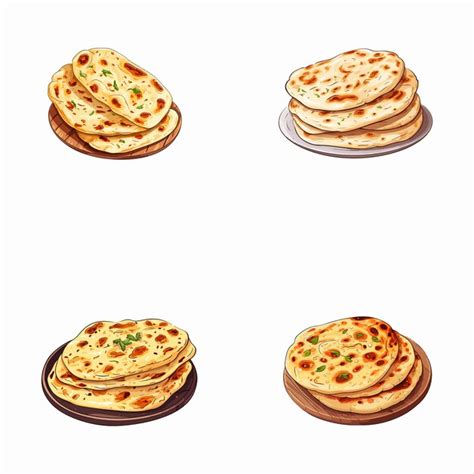 Conjunto De Ilustraciones Vectoriales De Pan Naan Vector Premium