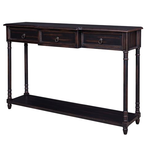 52 X 115 X 34 Tall Console Table With 3 Storage Drawers Tall