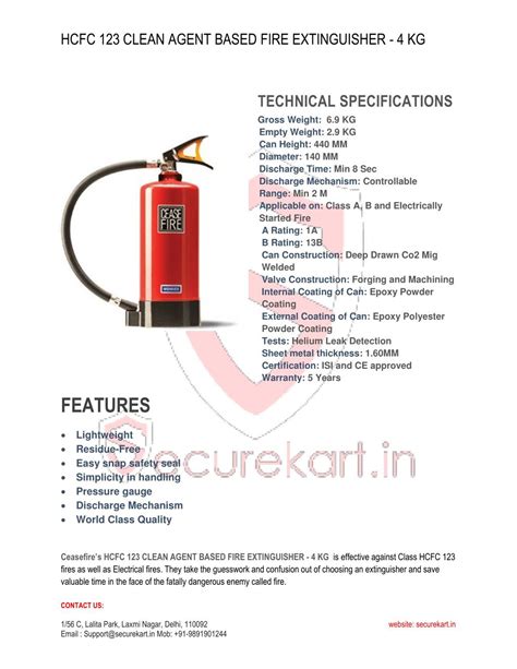 Ppt Ceasefire Hcfc Clean Agent Fire Extinguisher Kg Features