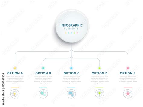 Clean Minimalistic Business 5 Step Process Chart Infographics With Step