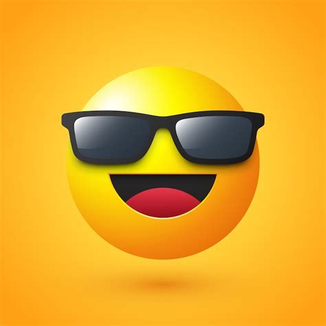 Visage Heureux Avec Des Lunettes De Soleil Emoji Vecteur Premium