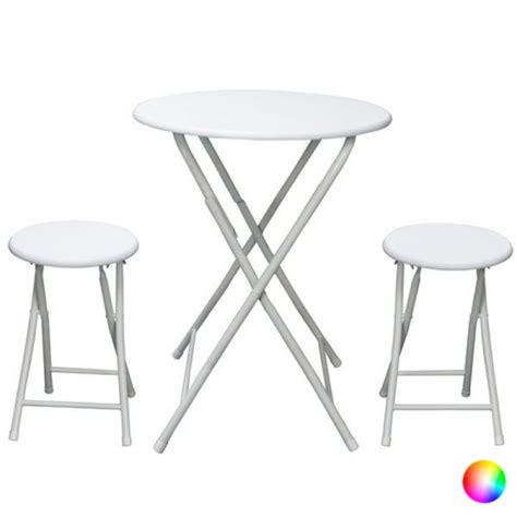 Bigbuy Conjunto De Mesa 2 Cadeiras Redondo Metal Madeira Mdf 60 X