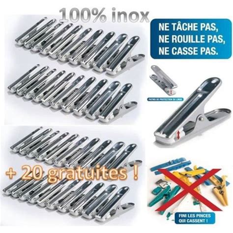 40 pinces à linge inox pinces incassables inusables ne rouillent pas