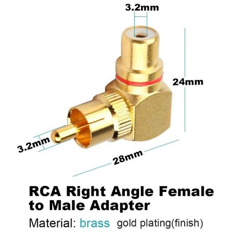 20 Packs Rca Right Angle Adapter 90 Degree Female To Male Gold Plated7451 Ebay