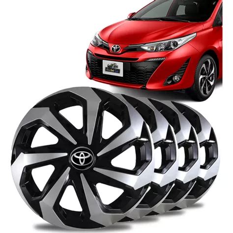 Jogo Calota Spider Black Silver Aro Toyota Yaris Corolla Frete Gr Tis