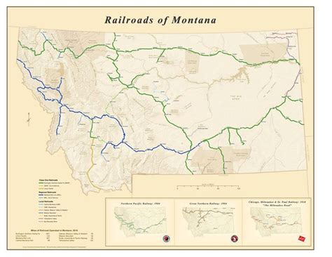 Montana Railroads 2010 Map Showing The Ownership And Status Of Existing Railroad Lines In