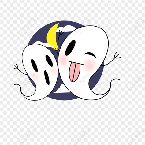 Gambar Kartun Tangan Digambar Hantu Elemen Halloween Festival Seram Luc