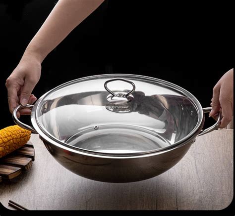 Stainless Steel In Separate Steamboat Hot Pot Divider Pot No Divider Glass Lid Cm Cm