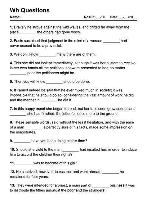 101 Printable Wh Questions PDF Worksheets with Answers - Grammarism