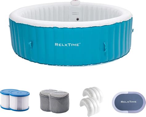 Relxtime Inflatable Hot Tub Outdoor Blow Up Spa Built In Heater Pump 4 Person Portable Air Jet