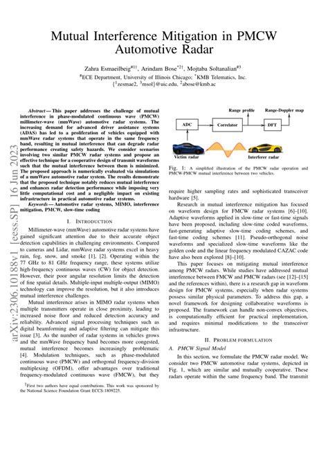 Pdf Mutual Interference Mitigation In Pmcw Automotive Radar