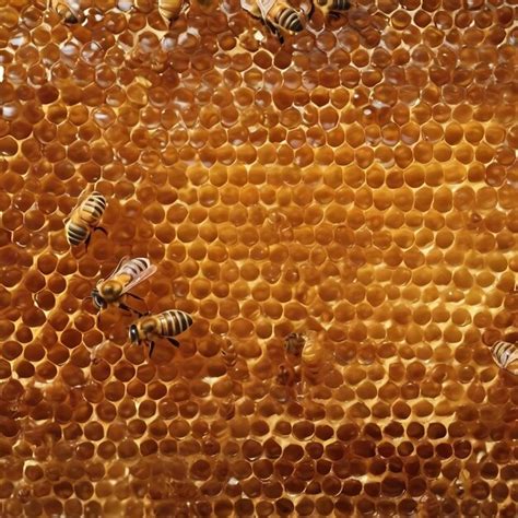 Premium Photo Fresh Honey In The Sealed Comb Frame