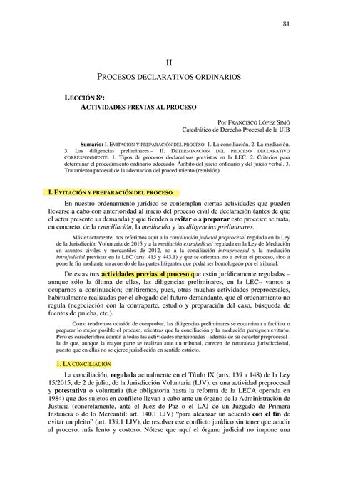 Leccion 8 Resumen Sobre Los Procesos Declarativos Ordinarios II