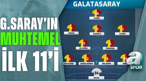 Galatasaray ın Kasımpaşa Karşısındaki Muhtemel 11 i A Spor Takım