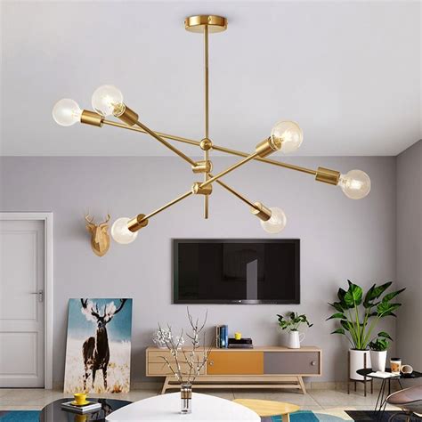 Modern Luxurious Style Gold Metal Ceiling Light Adjustable Branch