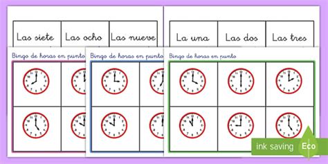 Bingo La Hora En Punto Professor Feito Twinkl