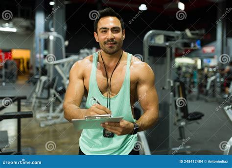 Muscular Fitness Coach At The Gym Stock Photo Image Of Fitness